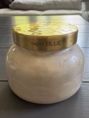 Anthropologie RARE Capri Blue Volcano Capiz Glass Jar Candle